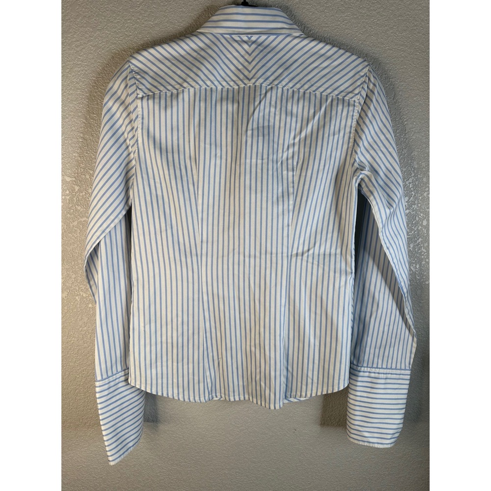 Banana Republic Button Down Women S Blue Excellent Striped Cotton Long Sleeve - Picture 5 of 11